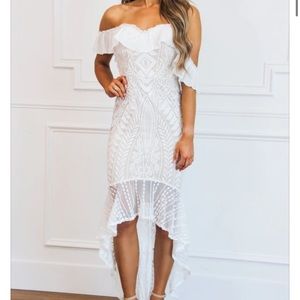 Something Special Midi Dress: White/Nude